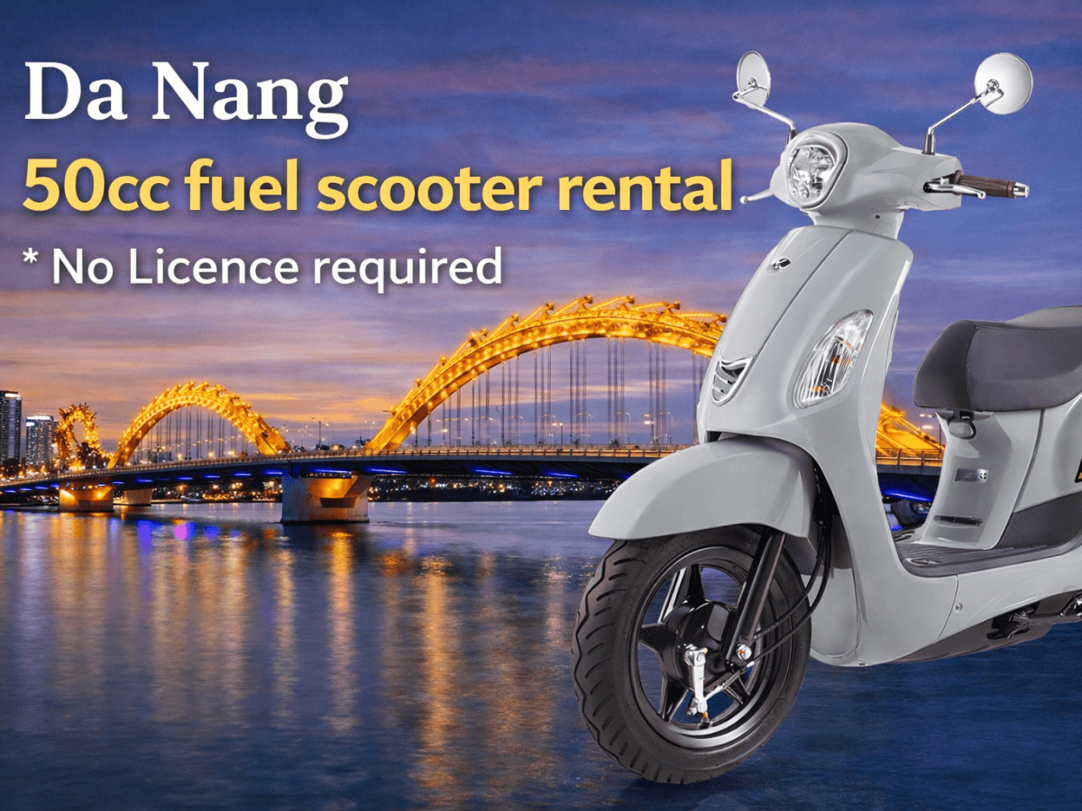 다낭 50cc 오토바이 렌트 | 면허 없이 가능 | 새 가솔린 스쿠터 대여